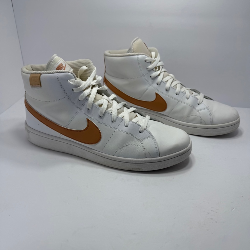 Nike Court Royale 2 Mid Leather White Cognac Shoes CQ9179-103 Mens Size 13